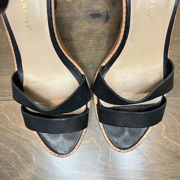 Loeffler Randal Women Ankle Strap 4" Heel Leather Sandals, Black, Size 10M - Picture 11 of 14